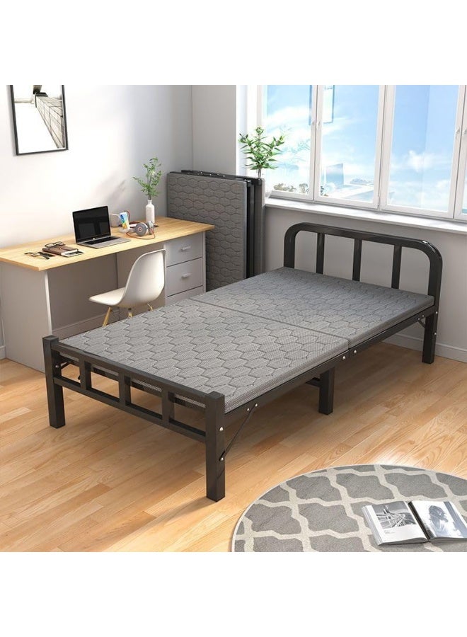 زويهاو سرير قابل للطي المحمول في الهواء الطلق غرفة النوم وأجزاء المكتب لا سرير مرتفع 188 * 90 * 45 سم فراش سرير أسود قابل للطي - Image 1